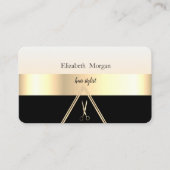 Modern elegant gestreept stijlvol zwart, goud, sch visitekaartje (Voorkant)