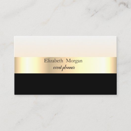 Modern elegant gestreept stijlvol zwart, goud visitekaartje (Voorkant)