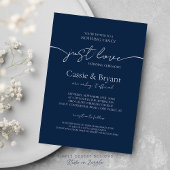 Modern Elegant Gewoon Liefde Blauw Script Bruiloft Kaart