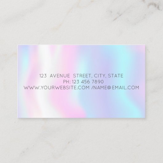 Modern Elegant Girl Face Silhouette Holographic Visitekaartje (Achterkant)