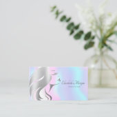 Modern Elegant Girl Face Silhouette Holographic Visitekaartje (Staand voorkant)