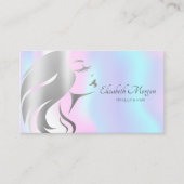 Modern Elegant Girl Face Silhouette Holographic Visitekaartje (Voorkant)