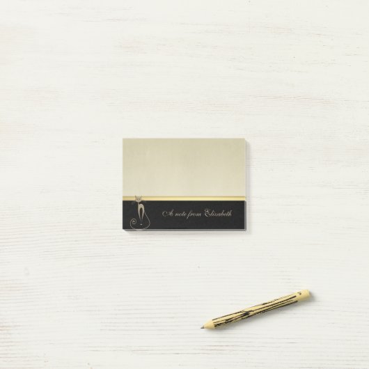 Modern Elegant Girly, Black, Cream, Cat Post-it® Notes (Op bureau)