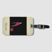 Modern Elegant Girly, Black, Cream, Flower Hiel Bagagelabel (Voorkant (horizontaal))