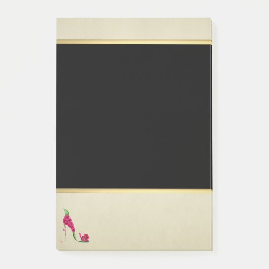 Modern Elegant Girly, Black, Cream, Flower Hiel Post-it® Notes (Voorkant)
