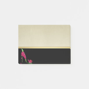 Modern Elegant Girly, Black, Cream, Flower Hiel Post-it® Notes