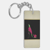 Modern Elegant Girly, Black, Cream, Flower Hiel Sleutelhanger (Voorkant Links)