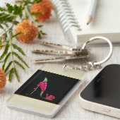 Modern Elegant Girly, Black, Cream, Flower Hiel Sleutelhanger (Voorkant Rechts)