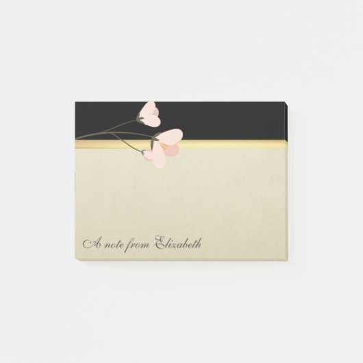 Modern Elegant Girly, Black, Cream, Flower Post-it® Notes (Voorkant)