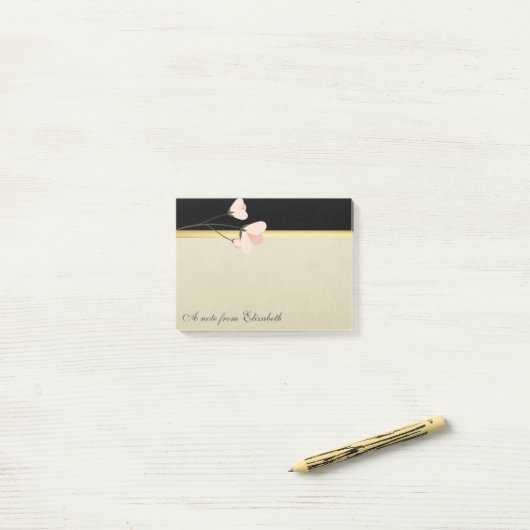 Modern Elegant Girly, Black, Cream, Flower Post-it® Notes (Op bureau)