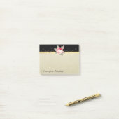 Modern Elegant Girly, Black, Cream, Roos Post-it® Notes (Op bureau)