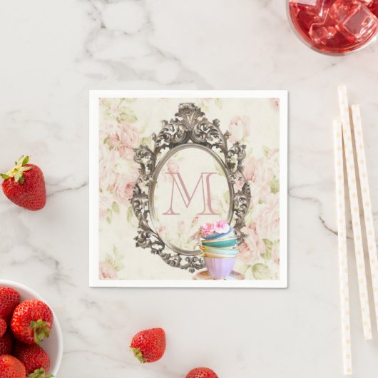 Modern Elegant Girly Bloemen  Party Monogram Servetten (Insitu)
