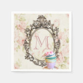 Modern Elegant Girly Bloemen Party Monogram Servetten (Voorkant)