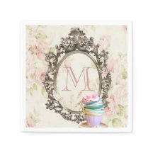 Modern Elegant Girly Bloemen  Party Monogram