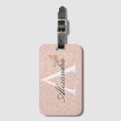 Modern Elegant Girly Blush roze Travel Monogram Bagagelabel (Voorkant (verticaal))