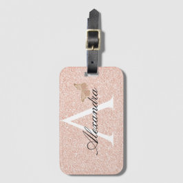 Modern Elegant Girly Blush roze Travel Monogram Bagagelabel