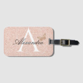 Modern Elegant Girly Blush roze Travel Monogram Bagagelabel (Voorkant (horizontaal))