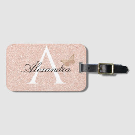 Modern Elegant Girly Blush roze Travel Monogram Bagagelabel