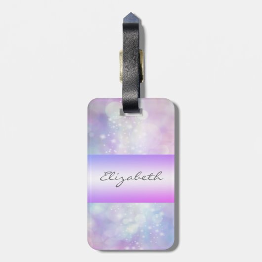 Modern Elegant Girly, Bokeh, Whimsical Bagagelabel (Achterkant verticaal)