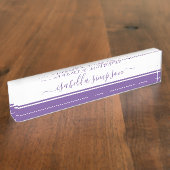 Modern Elegant Girly Business Periwinkle Paars Naambordje (Zijkant)