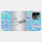 Modern Elegant Girly, Cat Holographic Case-Mate iPhone Case (Achterkant (horizontaal))