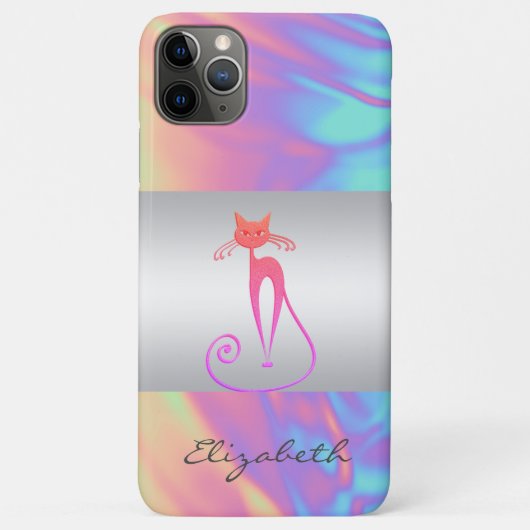 Modern Elegant Girly, Cat, Kat, Ombre Holographic Case-Mate iPhone Case (Achterkant)