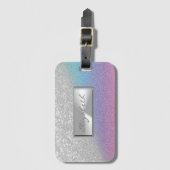 Modern Elegant Girly Glittery Bokeh Ombre, Lijst Bagagelabel (Voorkant (verticaal))