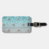 Modern Elegant Girly, Glittery, Bokeh, Starfish Bagagelabel (Voorkant horizontaal)