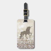 Modern Elegant Girly, Gold Glitter Unicorn Bagagelabel (Voorkant verticaal)