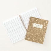 Modern Elegant Girly Monogram Gold Glitter Sparkle Notitieboek (Binnen)
