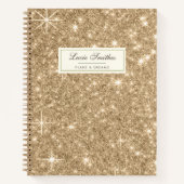 Modern Elegant Girly Monogram Gold Glitter Sparkle Notitieboek (Voorkant)
