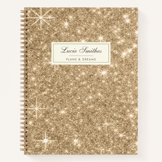 Modern Elegant Girly Monogram Gold Glitter Sparkle Notitieboek (Voorkant)