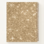 Modern Elegant Girly Monogram Gold Glitter Sparkle Notitieboek (Achterkant)