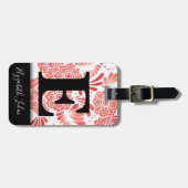 Modern Elegant Girly Pink Floral Travel Monogram Bagagelabel (Voorkant horizontaal)