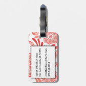 Modern Elegant Girly Pink Floral Travel Monogram Bagagelabel (Achterkant verticaal)