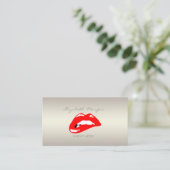 Modern Elegant Girly Professional, Red Lips Visitekaartje (Staand voorkant)