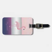 Modern Elegant Girly, Roze Flamingo Bagagelabel (Voorkant horizontaal)