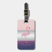 Modern Elegant Girly, Roze Flamingo Bagagelabel (Voorkant verticaal)