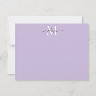Modern Elegant Girly Script Monogram Paars Violet Notitiekaartje