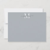 Modern Elegant Girly Script Monogram Silver Grey Notitiekaartje (Voorkant)