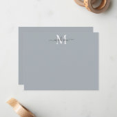 Modern Elegant Girly Script Monogram Silver Grey Notitiekaartje (Voorkant / Achterkant in situ)