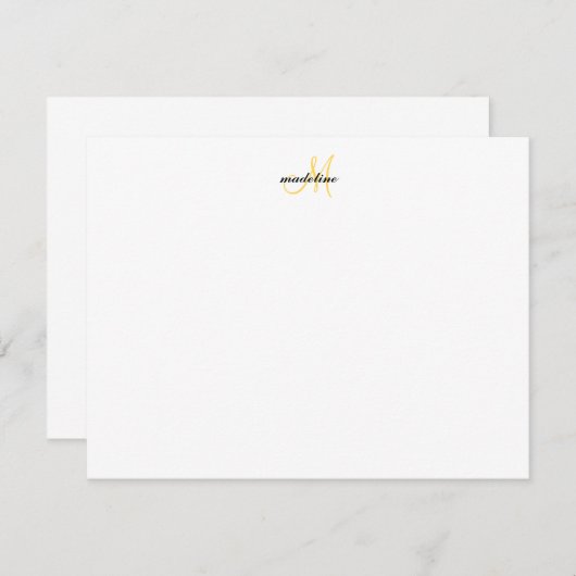 Modern Elegant Girly Script Mustard Monogram Notitiekaartje (Voorkant / Achterkant)