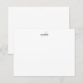 Modern Elegant Girly Script Paars Monogram Notitiekaartje (Voorkant / Achterkant)