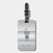 Modern Elegant Girly, Silver Whimsical Bagagelabel (Voorkant verticaal)