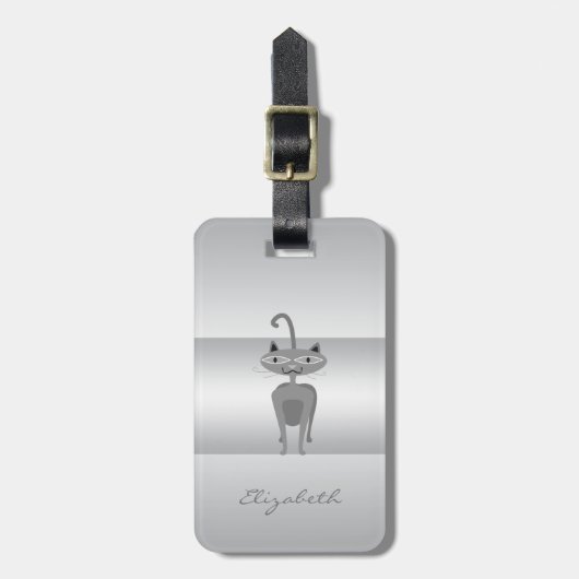 Modern Elegant Girly, Silver Whimsical Bagagelabel (Voorkant verticaal)