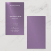 Modern Elegant Glamour Design Paarse Plain Luxury Visitekaartje (Voorkant / Achterkant)