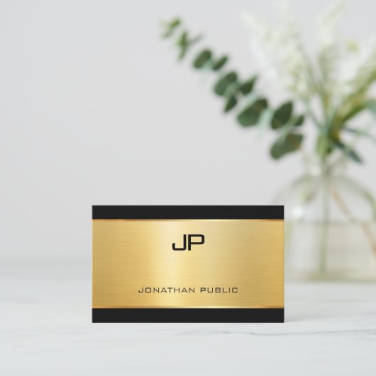 Modern Elegant Glamour Goud Luxe Sjabloon Visitekaartje (Staand voorkant)