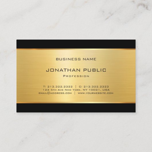 Modern Elegant Glamour Goud Luxe Sjabloon Visitekaartje (Achterkant)