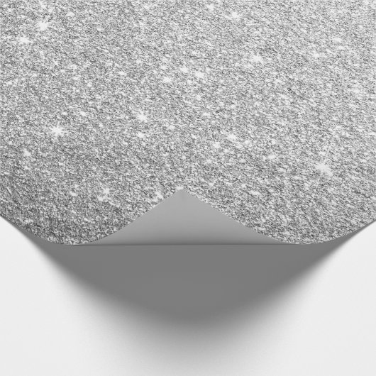 Modern Elegant Glanzend Metallic Zilver Glitter Gr Cadeaupapier (Hoek)