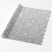 Modern Elegant Glanzend Metallic Zilver Glitter Gr Cadeaupapier (Uitgerold)